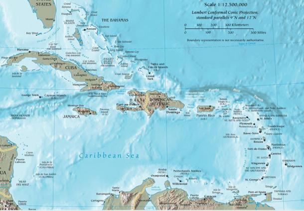 Mapa del Mar Caribe y la Cuenca