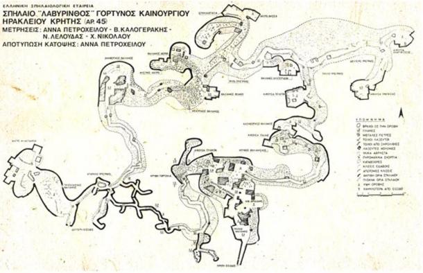 Map of the Labyrinth Cave near Gortyn, Crete