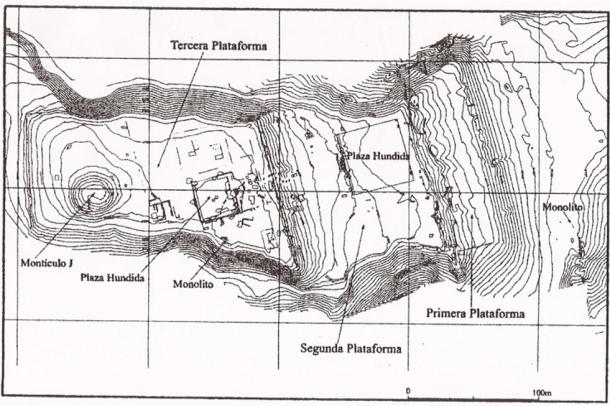Map of the Pacopampa archaeological site, Chota Province, Cajamarca region, Peru.
