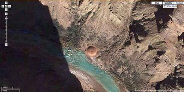 Map of travertine dome at Grand Canyon. (Source: Google Earth, 2017)