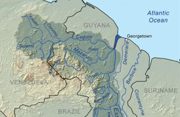 Map showing where the three rivers meet (KMusser / CC BY-SA 3.0)