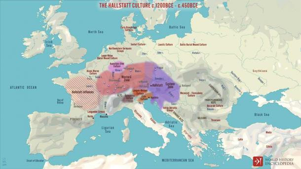 Map which depicts the spread of the Hallstatt culture between the 12th and 5th centuries BC. (Simeon Netchev / CC BY-NC-SA)
