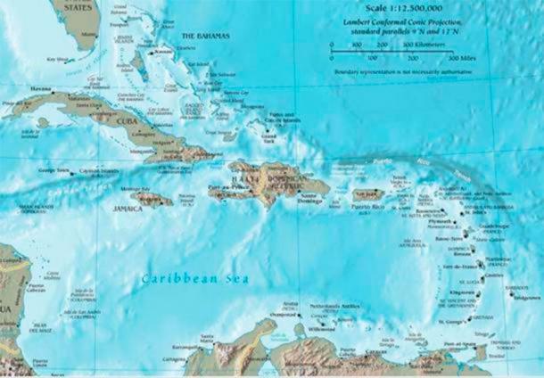Map of the Caribbean Sea and Basin (Public Domain)