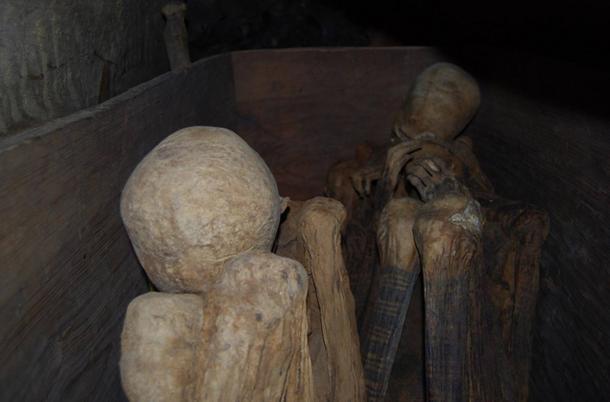 Markings on the legs of the Fire Mummies of Kabayan Caves, Philippines. 