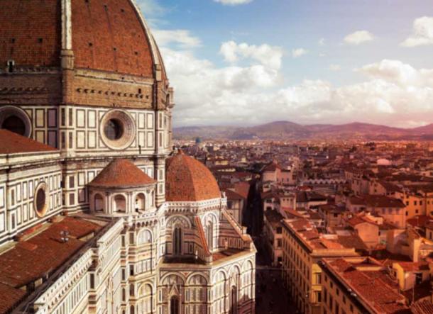 The Basilica of Saint Mary of the Flower is a cathedral located in the heart of Florence, Italy. The cathedral is famous for its iconic dome, which was designed by Filippo Brunelleschi and is considered a masterpiece of Renaissance architecture. The interior of the cathedral is also notable for its stunning frescoes, including the Last Judgment by Giorgio Vasari. Source: flowertiare / Adobe Stock.