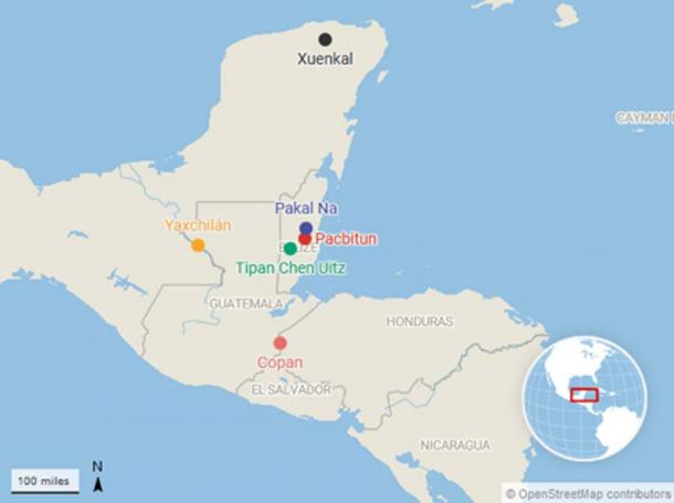 Maya civilization at its peak: The Maya civilization thrived for centuries in Central America, covering southeastern Mexico, all of Guatemala and Belize, and portions of Honduras and El Salvador. Over time the Southern sites lost power as the Northern sites gained it. Map: The Conversation, CC-BY-ND