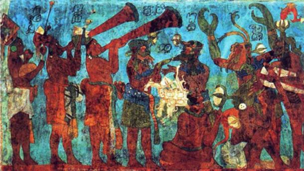 Maya musicians and dancers, Bonampak mural. (Public Domain)