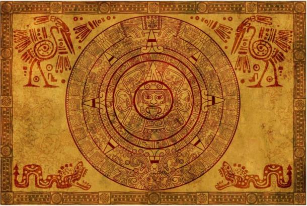 Mayan calendar on parchment. 