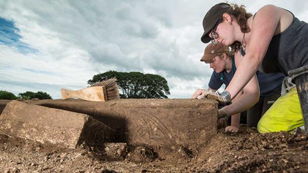 Excavating the site where the Medieval priest Richard de W'Peton was found.