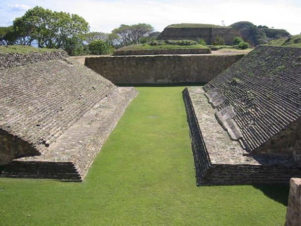 Mesoamerican ball game court in Monte Alban 