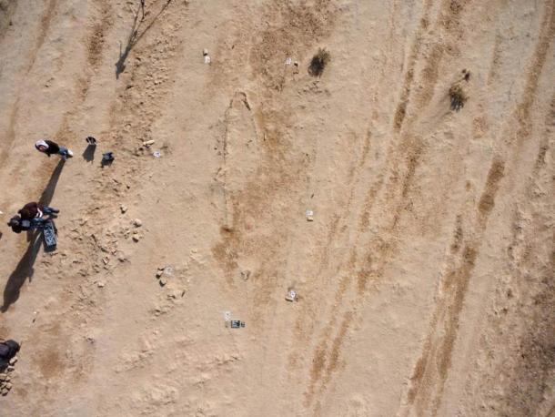 Ancient Mesopotamian boat structure visible from above.  (Mayssoun Iss / Deutsches Archaeological Institute)