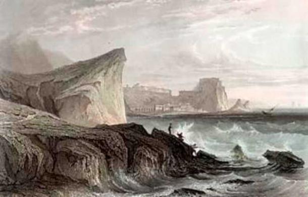 El Estrecho de Messina puede haber sido la inspiración para el mito de Escila y Caribdis.  Grabado en acero de 1840 por AH Payne.  (Dominio publico)