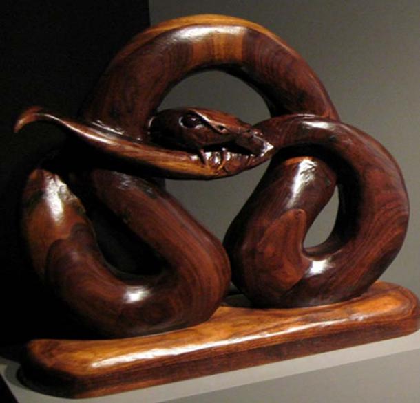 Midgard Serpent wooden carving, detail. (CC BY NC-SA 2.0)