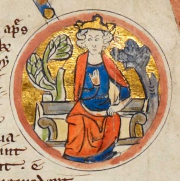Miniature of Athelstan of England in a 13th century royal genealogy. (Public Domain)