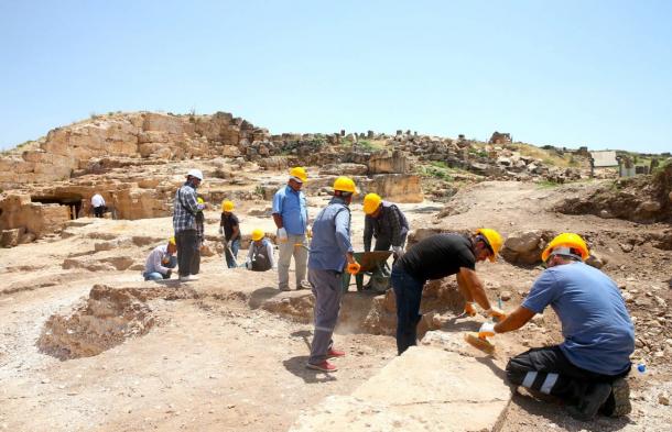 The area where participants of secret rituals were housed at the Mithras Temple, in Diyarbakir, Türkiye,