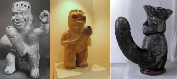 Many of the Moche ceramics contain phallic spouts for pouring liquid.