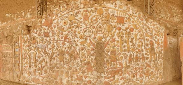 Moche mural in Huaca de la Luna, Peru 