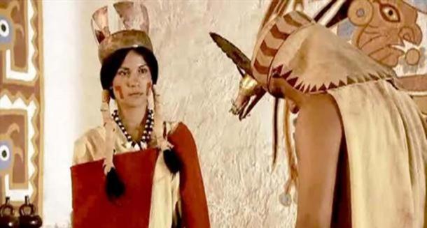 Representation of a Moche priestess.