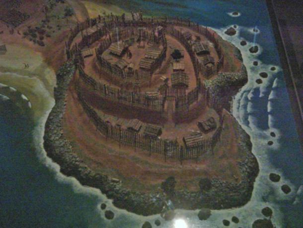 Model of a typical Pā (hillfort) built by Māori on headlands (for defense). (Public Domain)