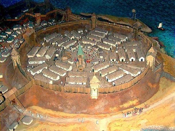 Model of the layout of Zaporizhzhya Sich in the site museum.