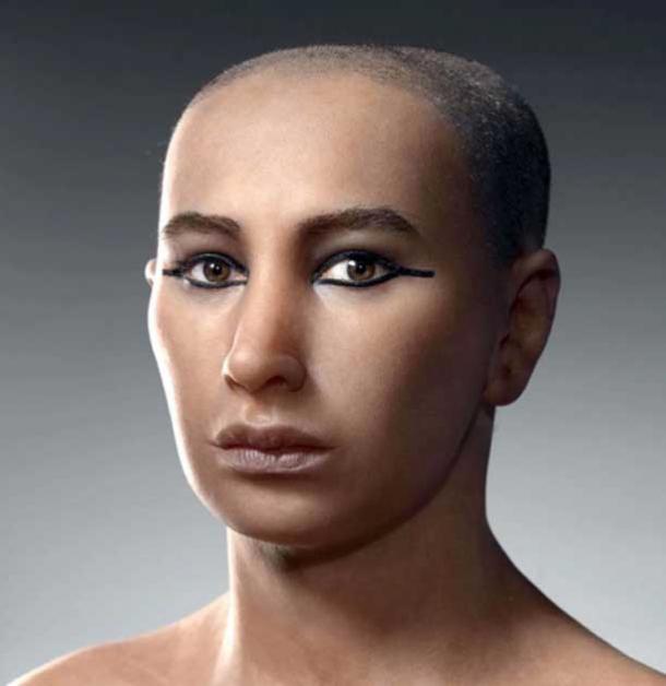 Модель короля Тутанхамона на основе реконструкции лица, созданной с использованием компьютерной томографии мумии Тутанхамона. (Высший совет по древностям)