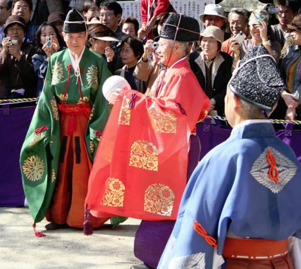 Modern Kemari festival at Tanzan Shrine, Nara city, Nara Prefecture, Japan 