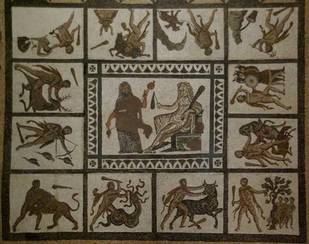Mosaic with the Labors of Hercules, 3rd century AD, found in Liria (Valencia), National Archaeological Museum of Spain, Madrid