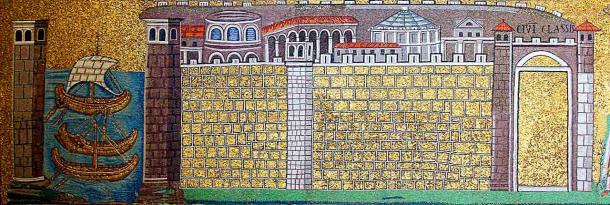 Ancient Mosaic depiction of the port of Classe at the Basilica of Sant'Apollinare Nuovo in Ravenna. (José Luiz Bernardes Ribeiro / CC BY-SA 4.0)
