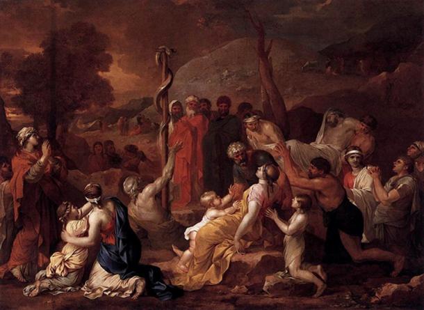 Moses and the Brazen Serpent, Sebastien Bourdon, 1653-4 (Public Domain)
