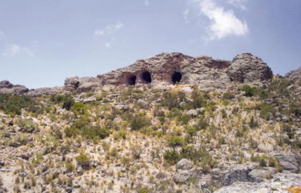 Mouths of the Tres Ventanas cave, which are believed to have been dug in part by ancient mega-sloths. 