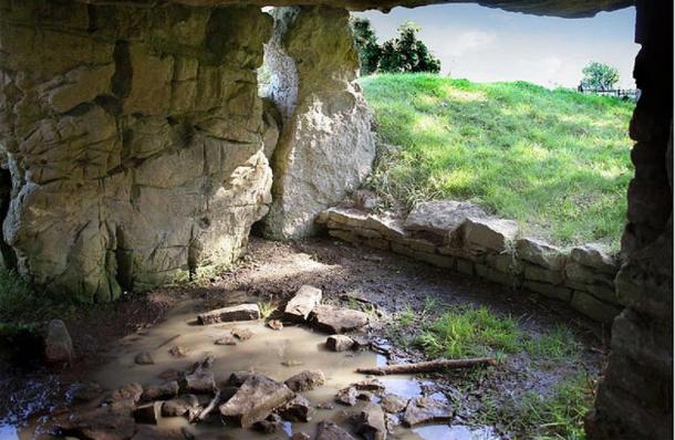 Muddy puddle inside the chamber
