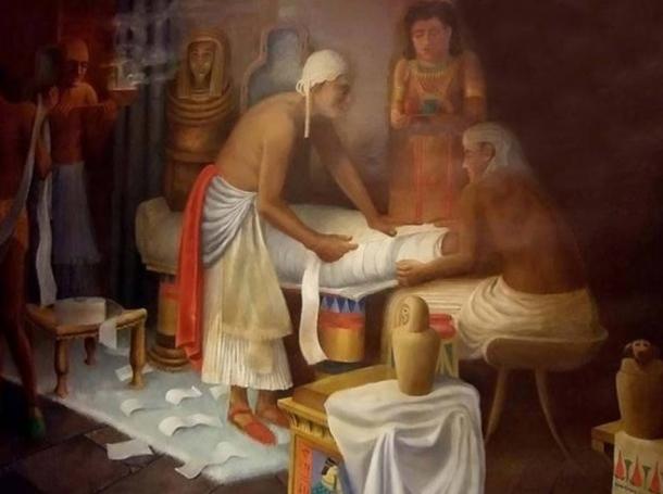 Mural of Egyptian Mummy Preparation at the Rosicrucian Egyptian Museum