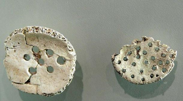 Museum Quintana. Urnfield culture (9th century BC): Amulets created of round fragments of human skull made by trepanation.
