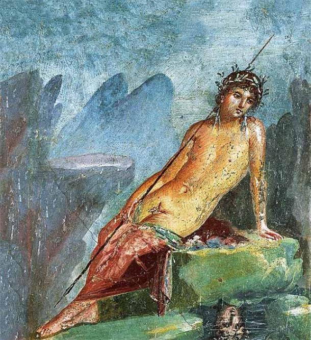 A fine Narcissus fresco from Pompeii showing the pool reflection he was in love with. (CC0)