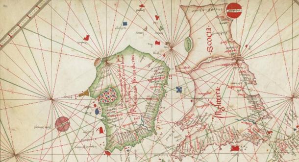 Grafik Nautical Eropa Barat (1473) menunjukkan Hy-Brasil dalam bentuk lingkaran.