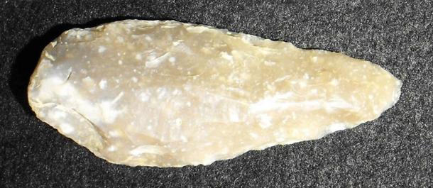 A heavily reworked Neanderthal flint point from La Cotte