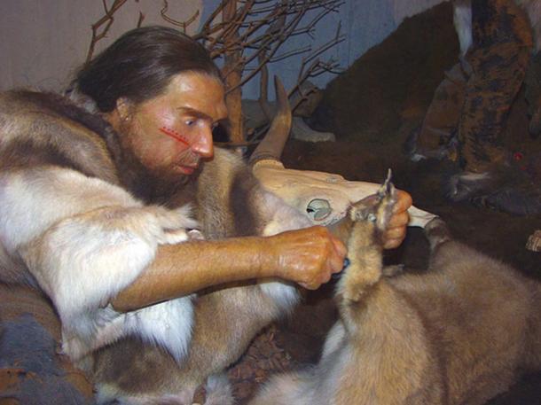 Reconstruction of a Neanderthal in the Neanderthal Museum.
