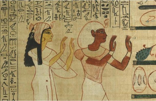 Nedjmet and Herihor honoring the god Osiris in the afterlife, Book of the Dead papyrus of Nodjmet ( 1050 BC), British Museum