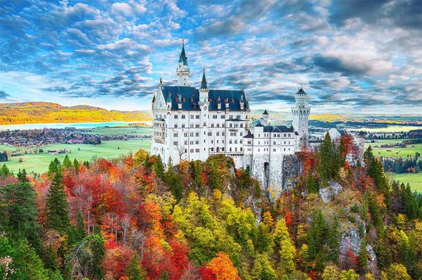 The 19th century Neuschwanstein Castle, meaning “New Swan Castle,” in Germany’s Bavarian Alps was built by Ludwig II and inspired by Wagner’s operas. Built on a rugged cliff overlooking the surrounding valley, Ludwig wrote to Wagner “the location is one of the most beautiful to be found, holy and unapproachable.” It also served as inspiration for Disney’s 1959 animated film Sleeping Beauty. (pilat666 / Adobe Stock)