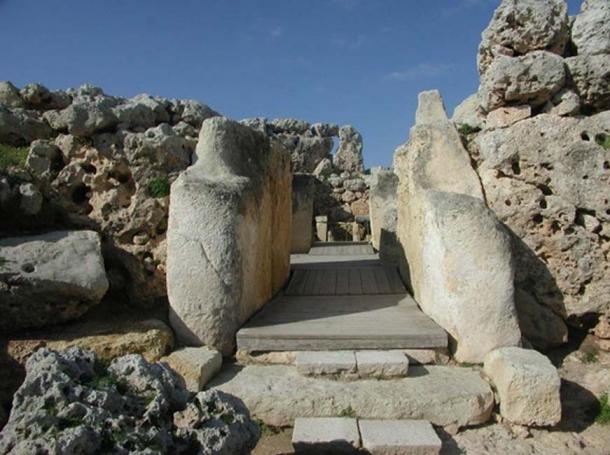 North Temple entrance at the Ġgantija megalithic complex, Gozo.