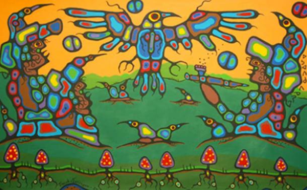 Norval Morrisseau: Untitled, acrylic on canvas (1983).