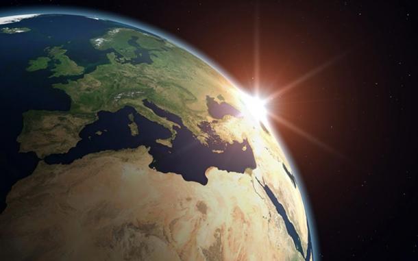 Fig 3. An image of Nut's terrestrial mirror, the Mediterranean Sea. The Mediterranean never lied because it reflected a vista of the entire cosmos, and the most beautiful princess in the heavens above was the radiant face of Selene, the full Moon. 