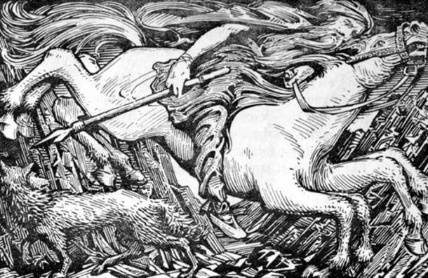 Odin on his eight-legged horse, Sleipnir 