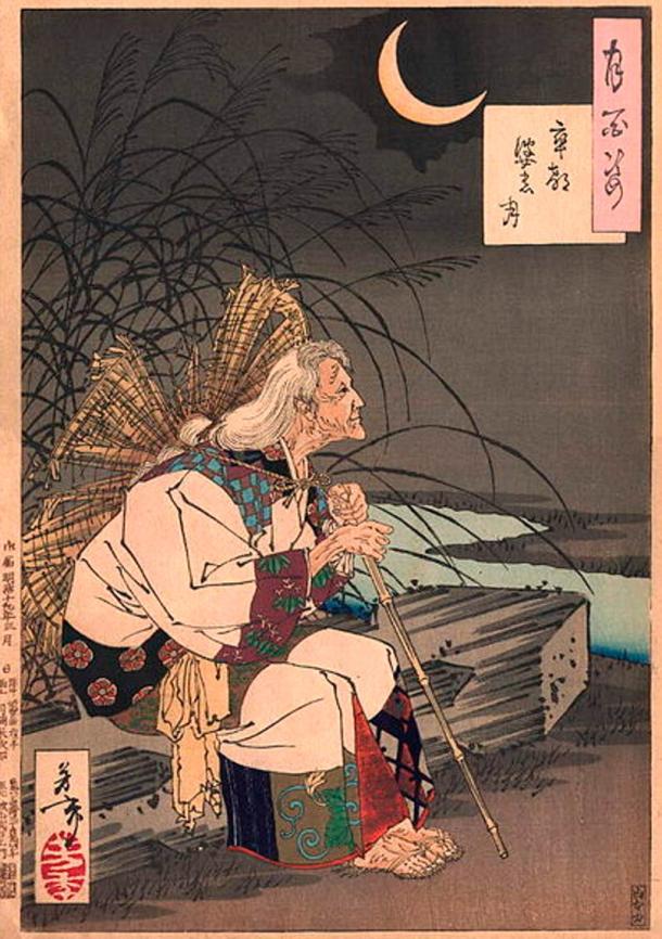 Old woman victim of ubasute meditates