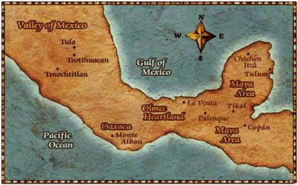 The Olmecs inhabited the south coast of the Gulf of Mexico.