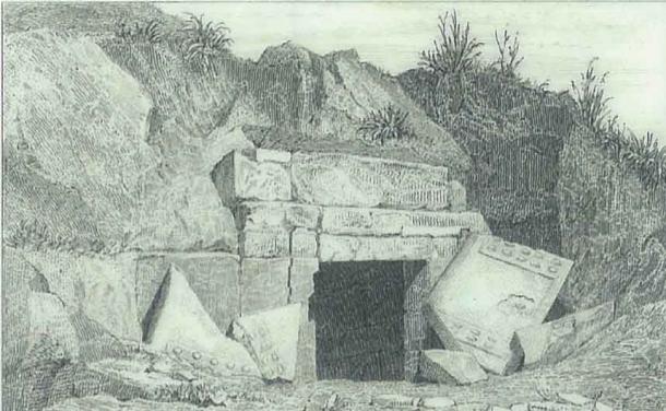 Dibujo de la tumba de Olimpia del arquitecto francés Pierre Jérôme Honoré Daumet, en 1855. (Pontos News)