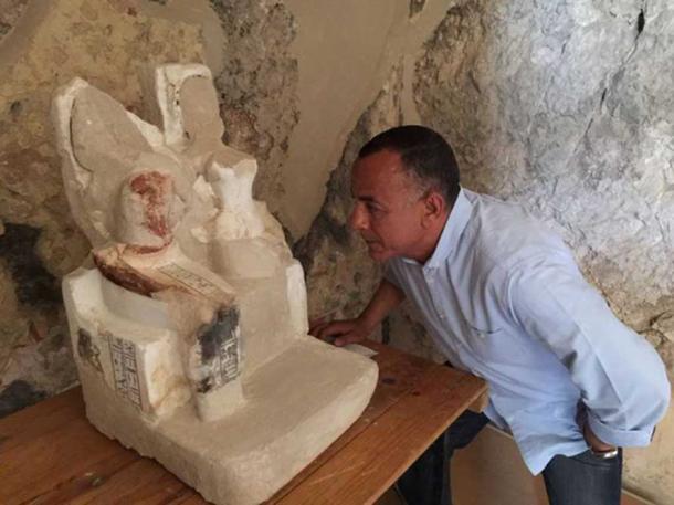 One of several statue representations of Amenemhat, the goldsmith, and his wife Amenhoteb