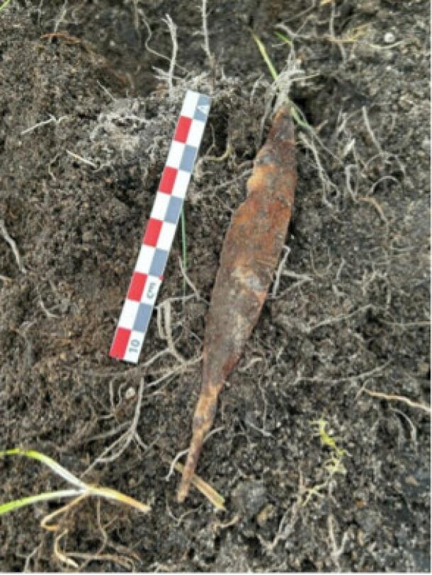 One of the arrow heads found in the storeroom.