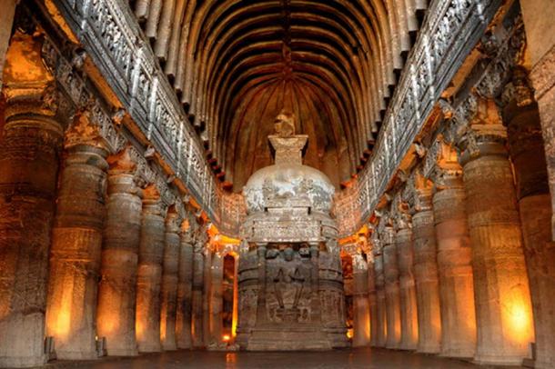 One of the magnificent sculpted caves at Ajanta. (Image: C. Shelare/ CC BY SA 3.0)