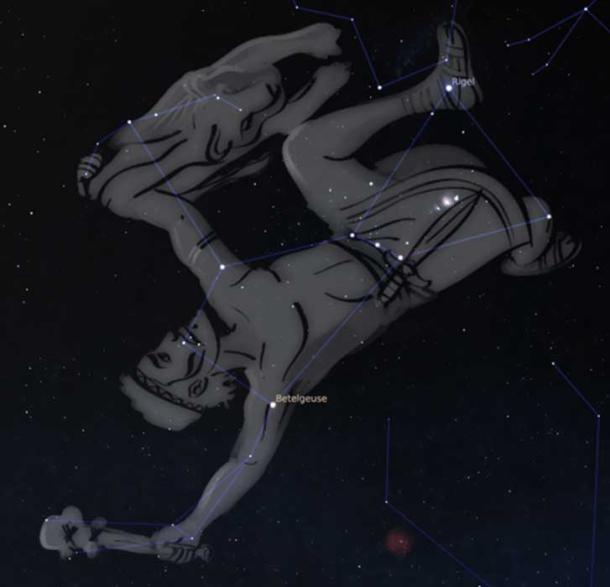 Orion dominates the evening skies during summer in the Southern Hemisphere and appears upside-down to us in Australia. Stellarium